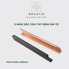 Tay nắm âm tủ tay nắm cửa tủ bếp chữ L chất liệu hợp kim nhôm hai màu đen, vàng hồng hiện đại AT02