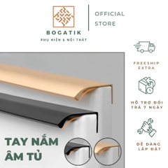 Tay nắm âm tủ tay nắm cửa tủ bếp chữ L chất liệu hợp kim nhôm hai màu đen, vàng hồng hiện đại AT02