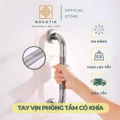 Tay vịn phòng tắm nhà vệ sinh có khía chất liệu thép không gỉ độ chống trượt cao, an toàn độ bền cao