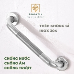 Tay vịn phòng tắm nhà vệ sinh có khía chất liệu thép không gỉ độ chống trượt cao, an toàn độ bền cao