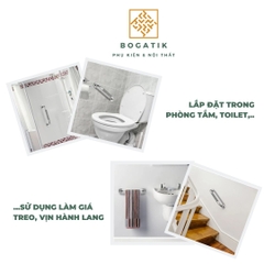 Tay vịn phòng tắm nhà vệ sinh có khía chất liệu thép không gỉ độ chống trượt cao, an toàn độ bền cao
