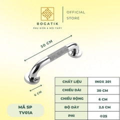 Tay vịn phòng tắm nhà vệ sinh có khía chất liệu thép không gỉ độ chống trượt cao, an toàn độ bền cao