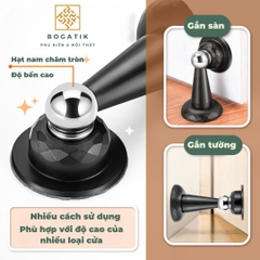 Chặn cửa thông minh hút nam châm INOX 3 màu chống va đập giữ cửa không cần khoan vít tặng kèm miếng dán 3M