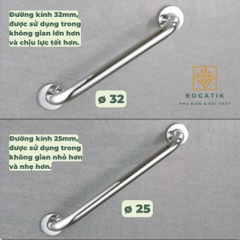 Tay vịn nhà tắm tay vịn nhà vệ sinh màu bạc chất liệu INOX thép không gỉ chất lượng cao và an toàn