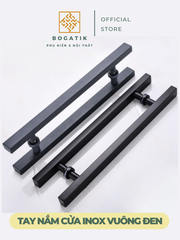 Tay nắm cửa tay nắm cửa kính cường lực VUÔNG chất liệu INOX dày hàng tốt, màu ĐEN chất lượng cao