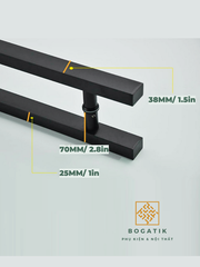 Tay nắm cửa tay nắm cửa kính cường lực VUÔNG chất liệu INOX dày hàng tốt, màu ĐEN chất lượng cao