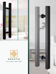 Tay nắm cửa tay nắm cửa kính cường lực VUÔNG chất liệu INOX dày hàng tốt, màu ĐEN chất lượng cao