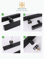 Tay nắm cửa tay nắm cửa kính cường lực VUÔNG chất liệu INOX dày hàng tốt, màu ĐEN chất lượng cao