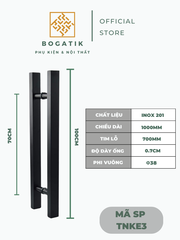 Tay nắm cửa tay nắm cửa kính cường lực VUÔNG chất liệu INOX dày hàng tốt, màu ĐEN chất lượng cao