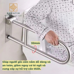 THANH TAY VỊN NHÀ TẮM AN TOÀN CHO NGƯỜI GIÀ, TAY VỊN CHỮ U INOX SUS 304 DÀY 1 LY, BH 24 THÁNG
