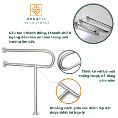 THANH TAY VỊN NHÀ TẮM AN TOÀN CHO NGƯỜI GIÀ, TAY VỊN ĐỨNG INOX 201+ 304 DÀY 1 LY, BH 24 THÁNG