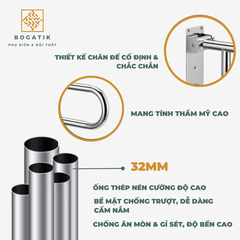THANH TAY VỊN NHÀ TẮM AN TOÀN CHO NGƯỜI GIÀ, TAY VỊN CHỮ U INOX SUS 304 DÀY 1 LY, BH 24 THÁNG