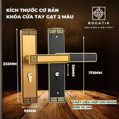 Khoá gạt cửa phòng, 2 màu phong cách cổ điển sang trọng, hợp kim nhôm, khoá giảm thanh, chống ồn