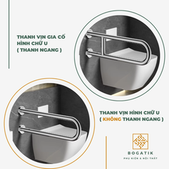 THANH TAY VỊN NHÀ TẮM AN TOÀN CHO NGƯỜI GIÀ, TAY VỊN CHỮ U INOX SUS 304 DÀY 1 LY, BH 24 THÁNG