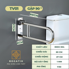 THANH TAY VỊN NHÀ TẮM AN TOÀN CHO NGƯỜI GIÀ, TAY VỊN CHỮ U INOX SUS 304 DÀY 1 LY, BH 24 THÁNG
