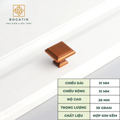 Núm tay cửa tủ ngăn kéo núm VUÔNG nội thất BOGATIK hợp kim KẼM nhiều màu tinh tế & hiện đại