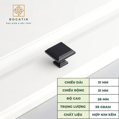 Núm tay cửa tủ ngăn kéo núm VUÔNG nội thất BOGATIK hợp kim KẼM nhiều màu tinh tế & hiện đại