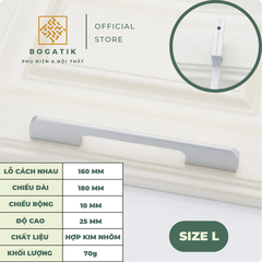 Tay nắm cửa tủ ngăn kéo tay nắm tủ bếp BOGATIK hình chữ U hợp kim nhôm màu BẠC tối giản