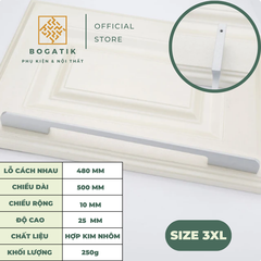 Tay nắm cửa tủ ngăn kéo tay nắm tủ bếp BOGATIK hình chữ U hợp kim nhôm màu BẠC tối giản