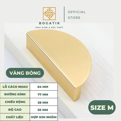 Tay nắm cửa tủ ngăn kéo tay nắm tủ bếp hình bán nguyệt hợp kim nhôm đen, vàng kim hiện đại