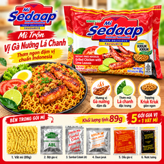 Mỳ Trộn Sedaap Vị Gà Nướng Lá Chanh (Thùng 30 Gói x 89g) – Chuẩn Vị Đậm Đà, Thơm Ngát Lá Chanh