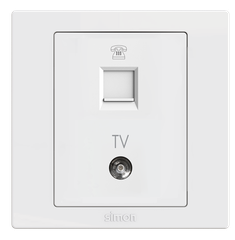 Module Bộ ổ cắm Tivi+điện thoại màu trắng S5 S5842 lắp đế vuông