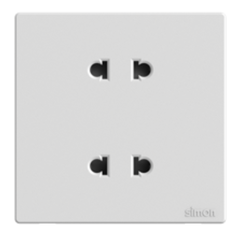 Ổ cắm đôi 2 chấu Simon K3 571072 Màu trắng lắp chuẩn đế vuông