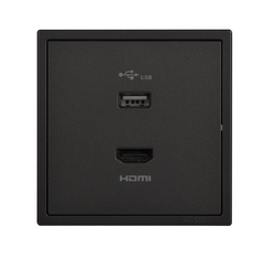Ổ cắm USB và HDMI Simon I7 700494-26 màu đen lắp chuẩn đế vuông