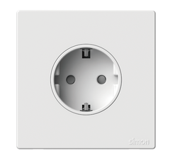 Ổ cắm đơn 16A kiểu Schuko có tiếp địa màu trắng Simon S6 581687 lắp đế âm vuông