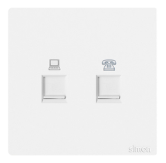 Ổ cắm mạng Cat6 và điện thoại Simon K3 575229 Màu trắng lắp chuẩn đế vuông