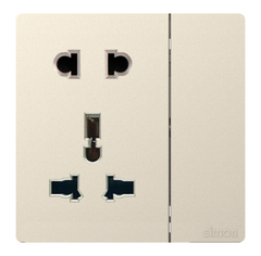 Ổ cắm 2 chấu+ 3 chấu đa năng+ công tắc Simon K3 571080-46 Màu sâm panh lắp chuẩn đế vuông