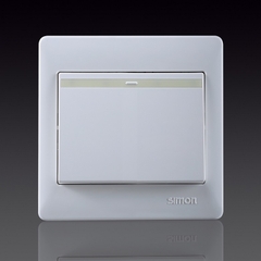 50S- Bộ công tắc đơn, 1 chiều có dải phản quang Simon 51011BTY Màu trắng