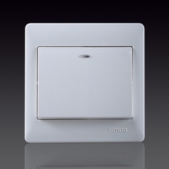 50S- Bộ công tắc đơn 1 chiều 2 cực 32A đèn LED đỏ Simon 53223B Màu trắng