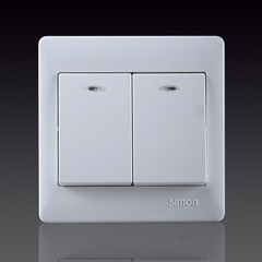 50S- Bộ công tắc đôi, 1 chiều có đèn LED Simon 51021BD màu trắng