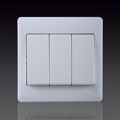 50S- Bộ công tắc nút nhấn ba có đèn LED Simon 51033BF Màu trắng