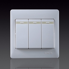 50S- Bộ công tắc ba, 2 chiều có dải phản quang Simon 51032BTY Màu trắng
