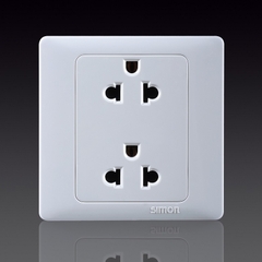 50S- Bộ Ổ cắm đôi 3 chấu 16A-250V Simon 51087 Màu trắng