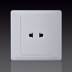 50S- Bộ Ổ cắm  đơn 2 chấu dùng cho chấu tròn và dẹt, 10A 250V~ Simon 51071 Màu trắng
