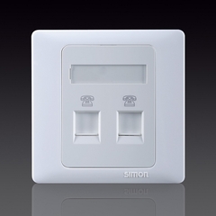50S- Bộ Ổ cắm điện thoại đôi chuẩn RJ11 Simon 55224Màu trắng