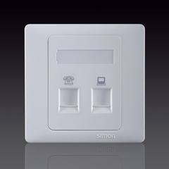 50S- Bộ ổ cắm điện thoại chuẩn RJ11và ổ cắm dữ lieu chuẩn RJ45 CAT.6e sIMON 55229S Màu trắng