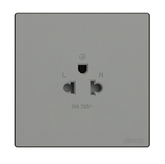 Ổ cắm đơn 3 chấu chuẩn Âu Mỹ màu ghi xám Simon S6 581087-61 lắp chuẩn đế vuông