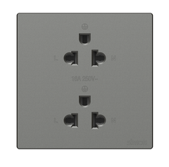 Module Ổ cắm đôi 3 chấu chuẩn Âu Mỹ màu xám (Grey) Simon S6 581287-61 lắp chuẩn đế vuông