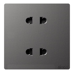 Ổ cắm đôi 2 chấu Simon K3 571072-61 Màu ghi xám lắp chuẩn đế vuông