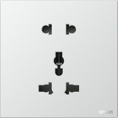 Module Ổ cắm đôi 3 chấu đa năng và 2 chấu màu Bạc Simon M7 661080-6R đế vuông