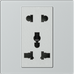 Module ổ cắm 3 chấu đa năng và 2 chấu màu bạc mặt kính Simon M7 661080G-4E lắp đế vuông