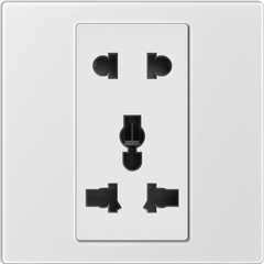 Bộ ổ cắm 3 chấu đa năng và 2 chấu màu bạc mặt kim loại Simon M7 661080M-2A lắp đế vuông