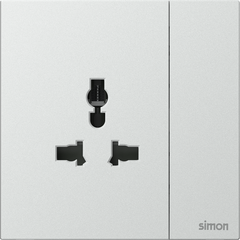 Module Ổ cắm đơn đa năng kèm công tắc Màu Bạc Simon M7 661089-6R đế vuông