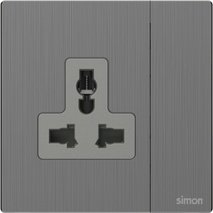 M7 Metal- Bộ ổ cắm 3 chấu đa năng + công tắc (13A 250V) (Brushed Grey) Simon 661089M-2B