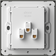 Bộ ổ cắm đôi 3 chấu Âu Mỹ màu bạc mặt kính Simon M7 661287G-4E lắp đế vuông