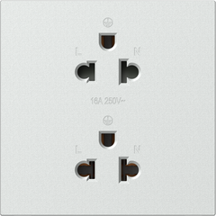 Module Ổ cắm đôi 3 chấu chuẩn Âu Mỹ màu Bạc Simon M7 661287-6R đế vuông